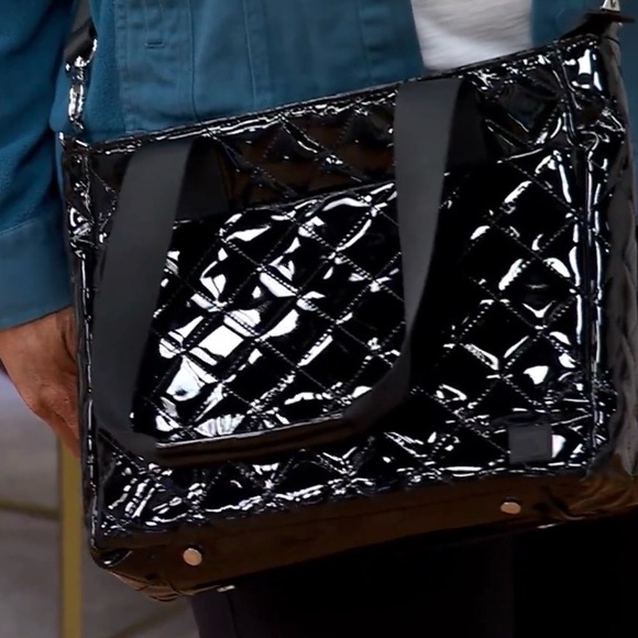 IHKWIP Quilted Carry Your Confidence Anti-Theft Tote Patent Black NWT - Picture 15 of 15